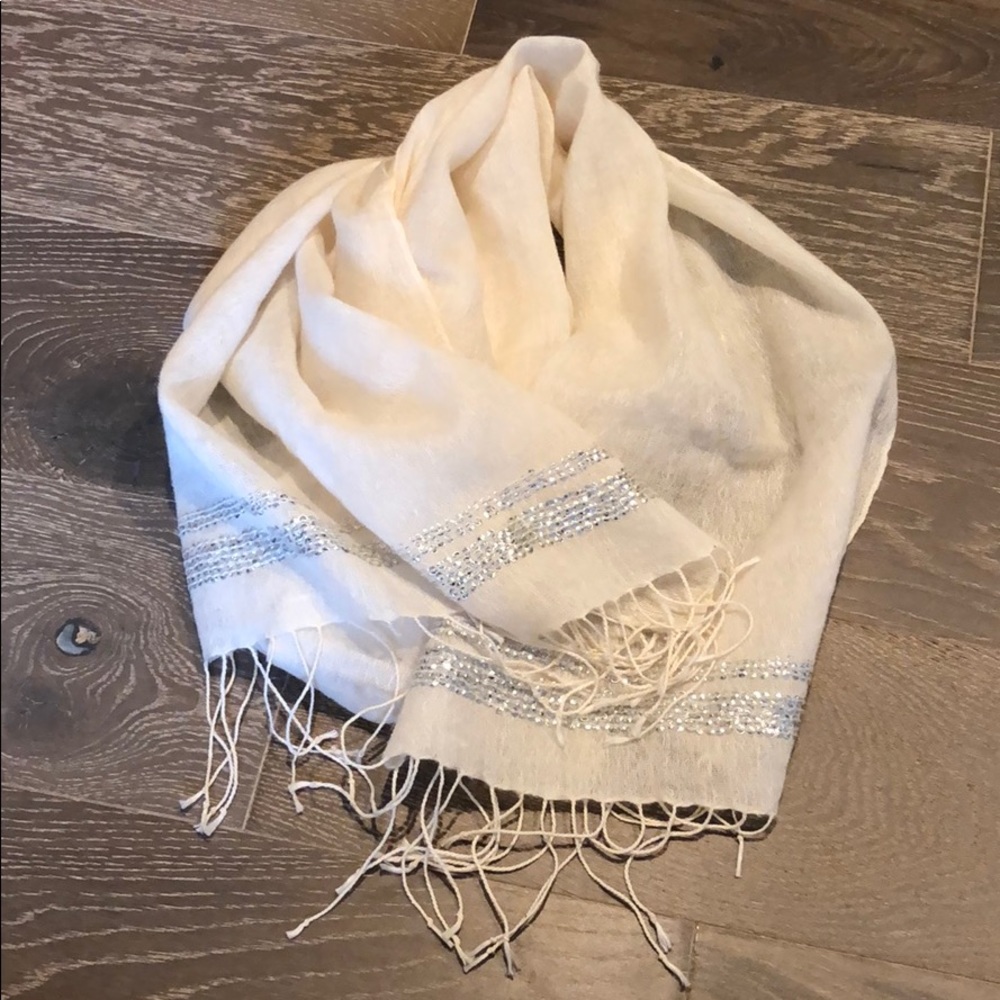 White w/ Silver Accent Scarf